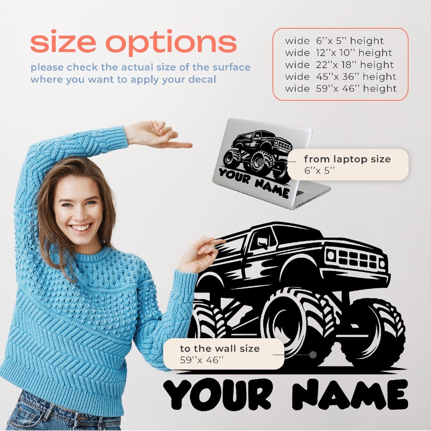 Monster Truck Room Decor for Boys - Monster Truck Bedroom Decor for Boys - Monster Truck Wall Decals for Kids Rooms - Monster Truck Stickers