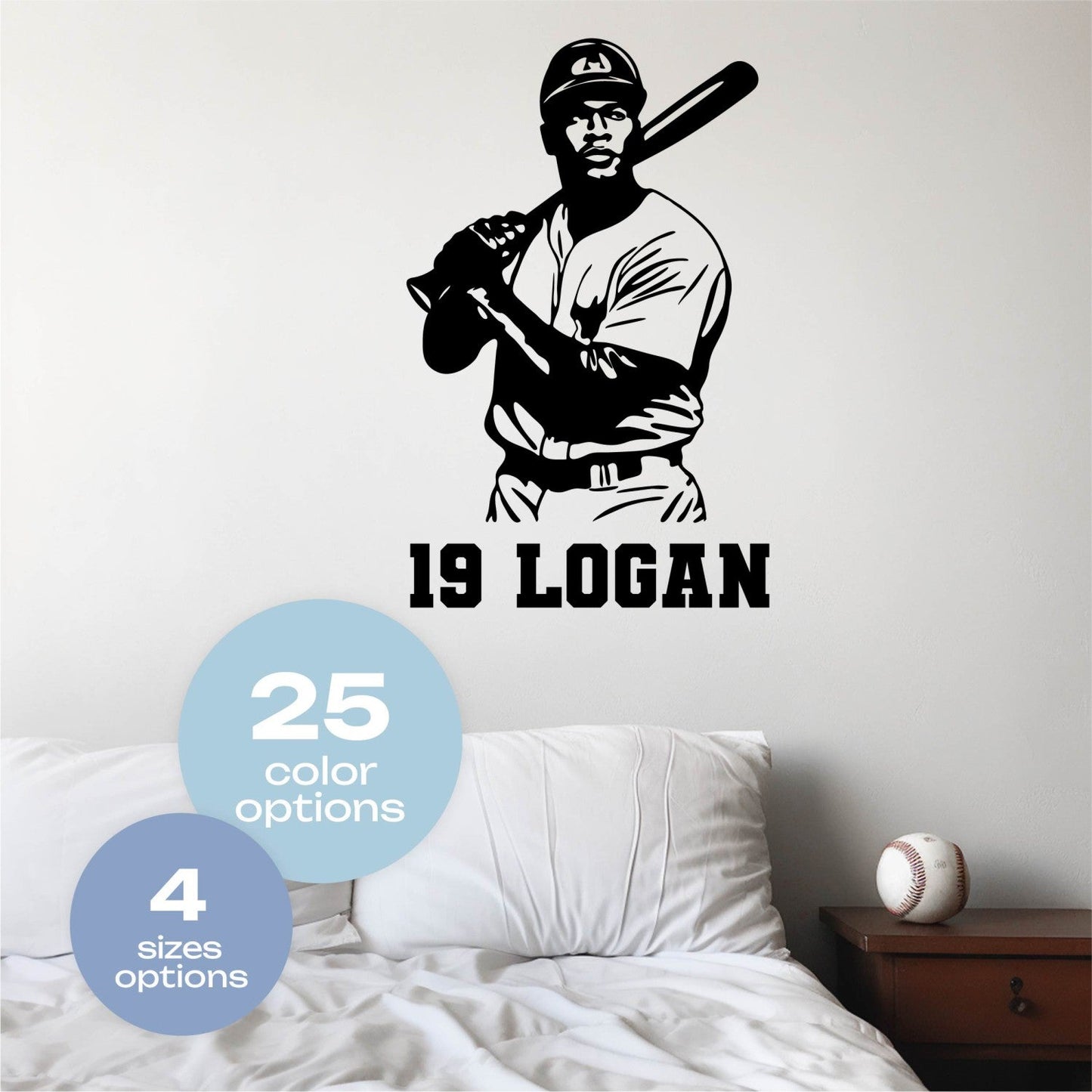 Baseball Wall Stickers Bedroom - Custom Baseball Name Wall Decal - Baseball Wall Mural - Custom Baseball Player Wall Decal