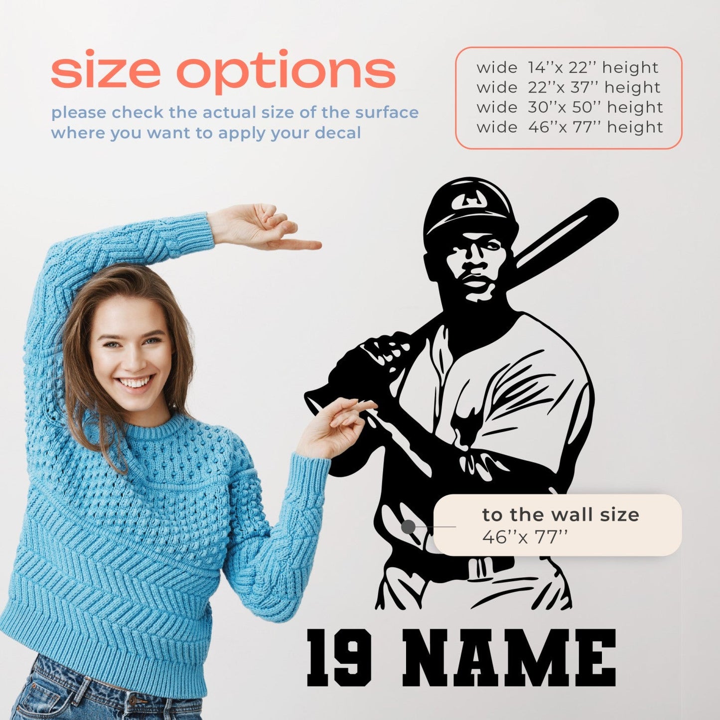 Baseball Wall Stickers Bedroom - Custom Baseball Name Wall Decal - Baseball Wall Mural - Custom Baseball Player Wall Decal