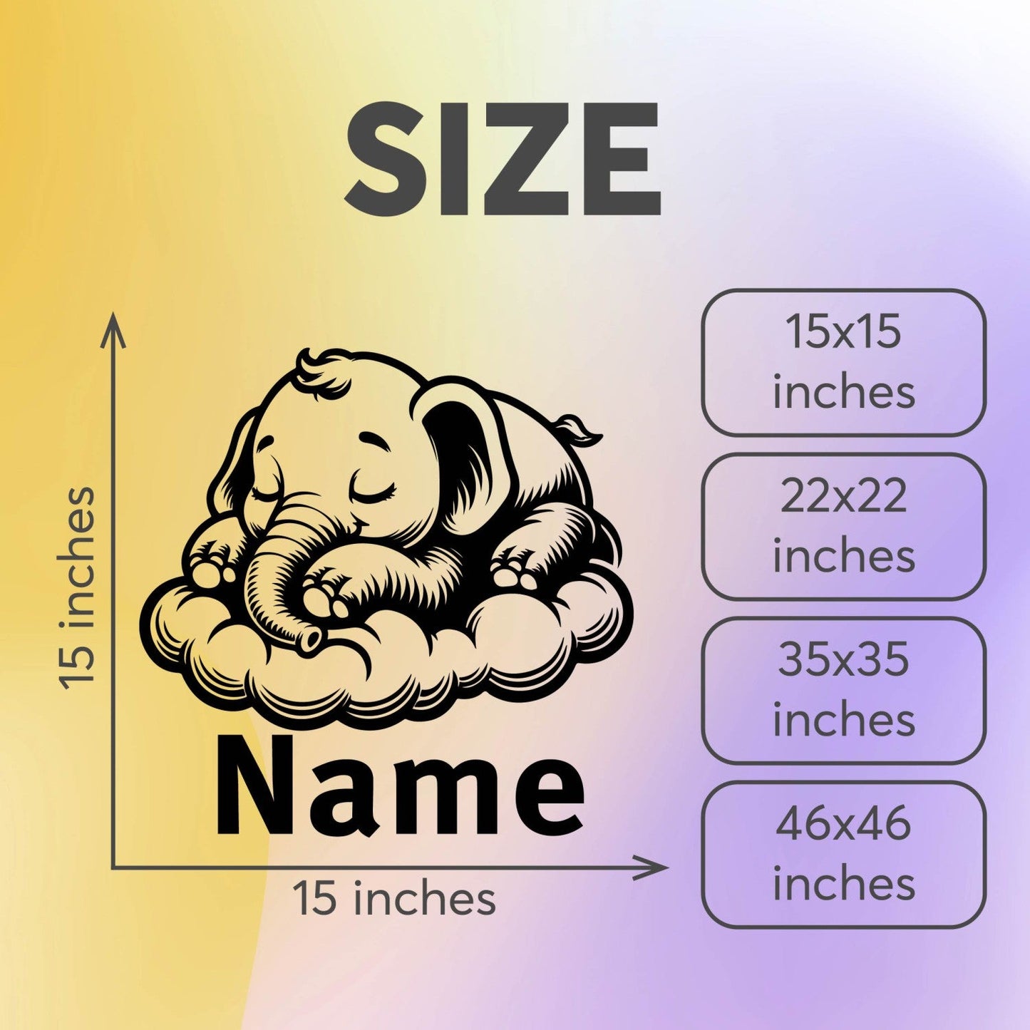 Elephant Wall Stickers - Animal Wall Decals for Nursery and Kids Room - Personalized Baby Name Decals - Personalized Elephant Wall Decal