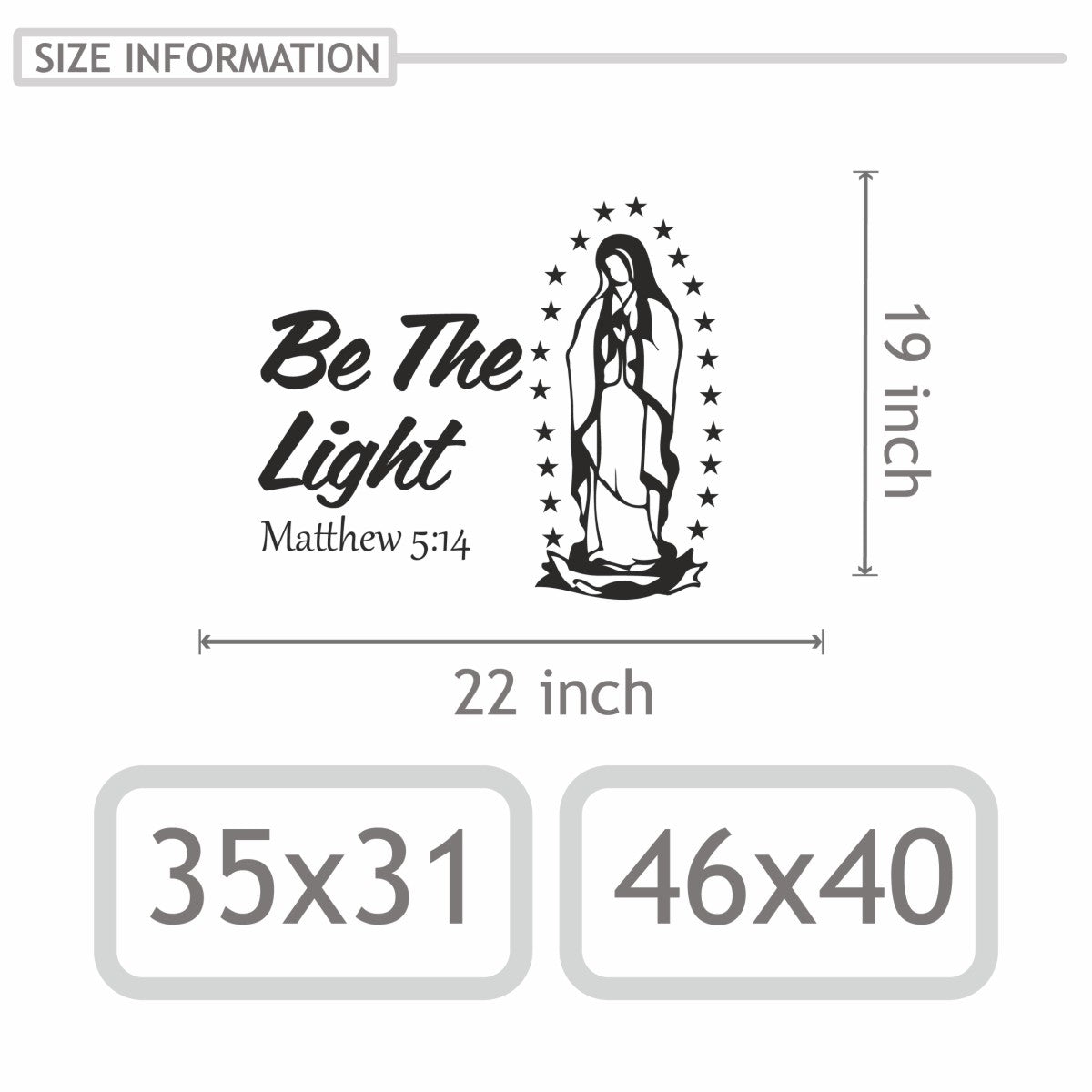 Bible Verses Wall Decor Stickers with Holy Madonna Figure - Vinyl Wall Decal Bible Verse with Holy Mother Drawing - Wall Decals Scripture Verses with Holy Figure