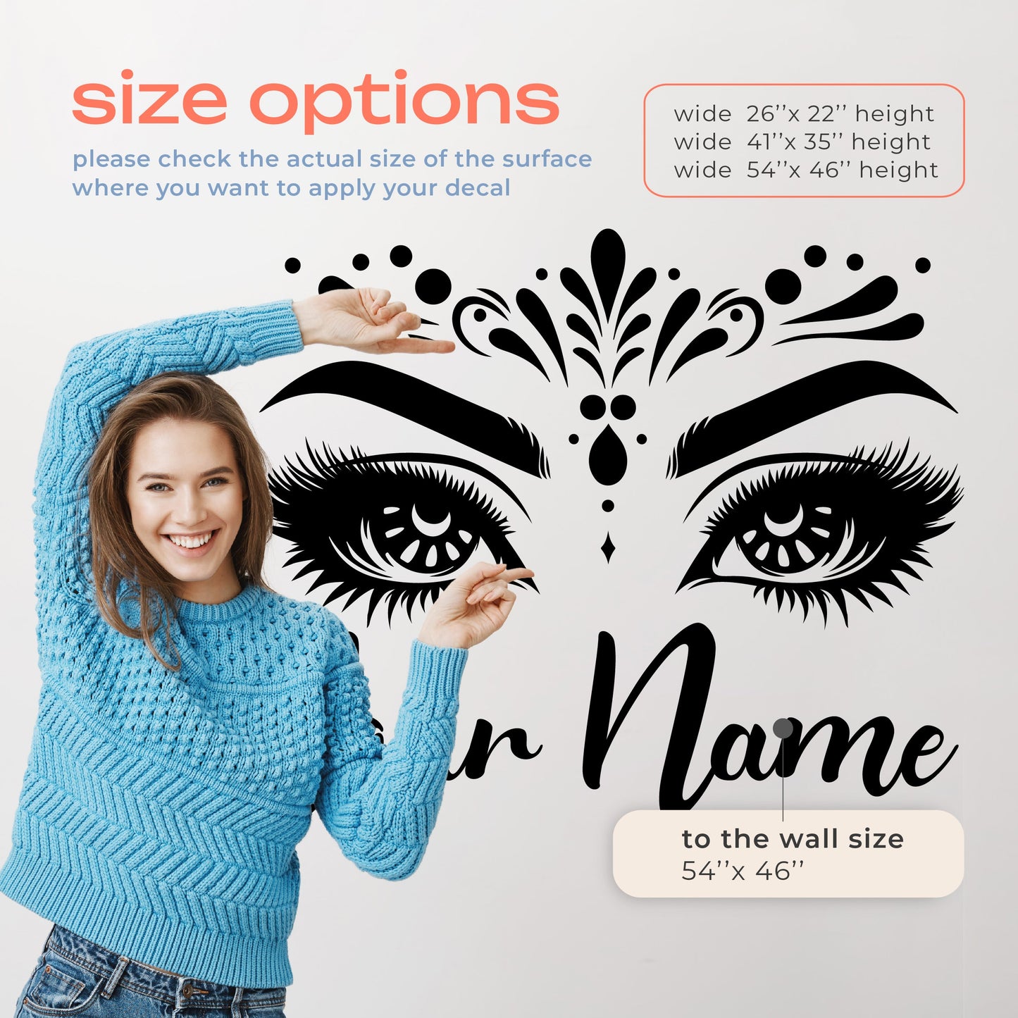 Eyelashes Decals for Walls - Eyelash Wall Decals - Beauty Wall Decals - Eyelash Wall Decal Stickers - Eyelash Eyebrow Wall Sticker