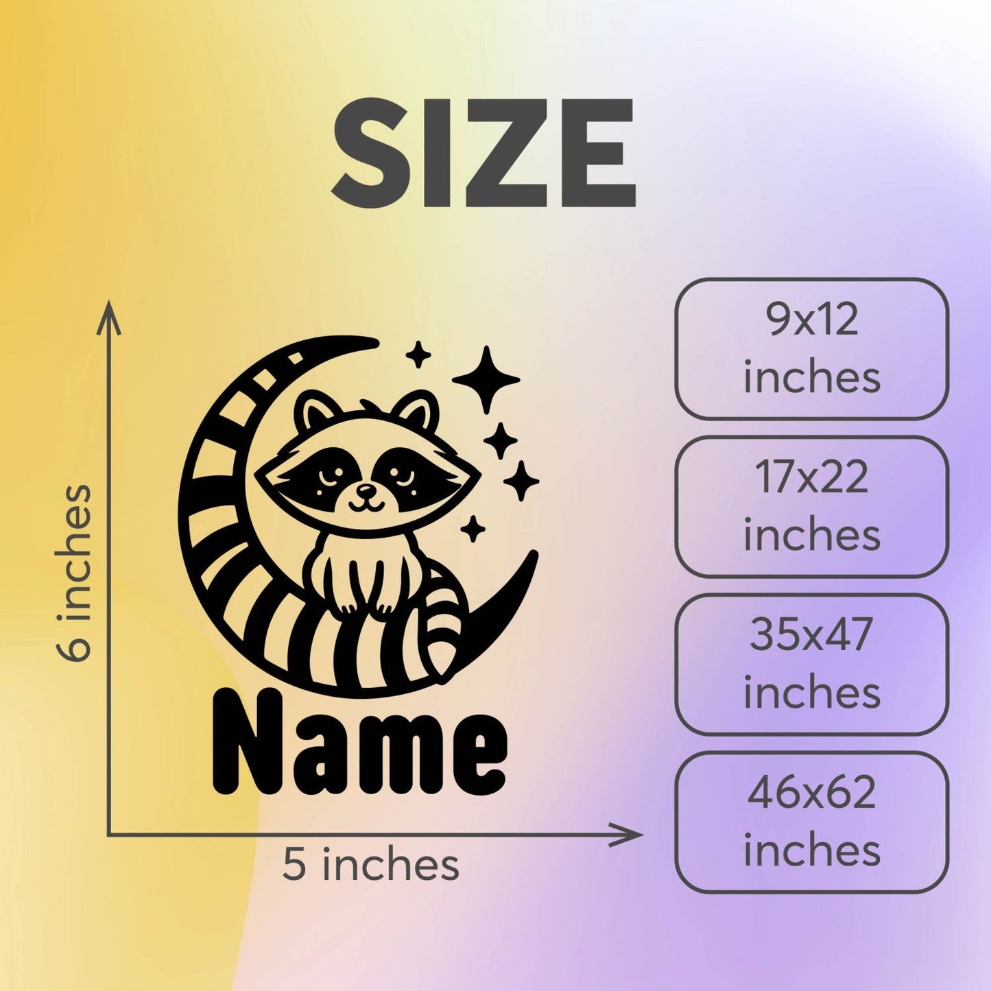 Racoon Nursery Wall Decal - Animals Wall Stickers - Personalized Name Decal for Kids Room - Racoon Stickers with Personalized Name