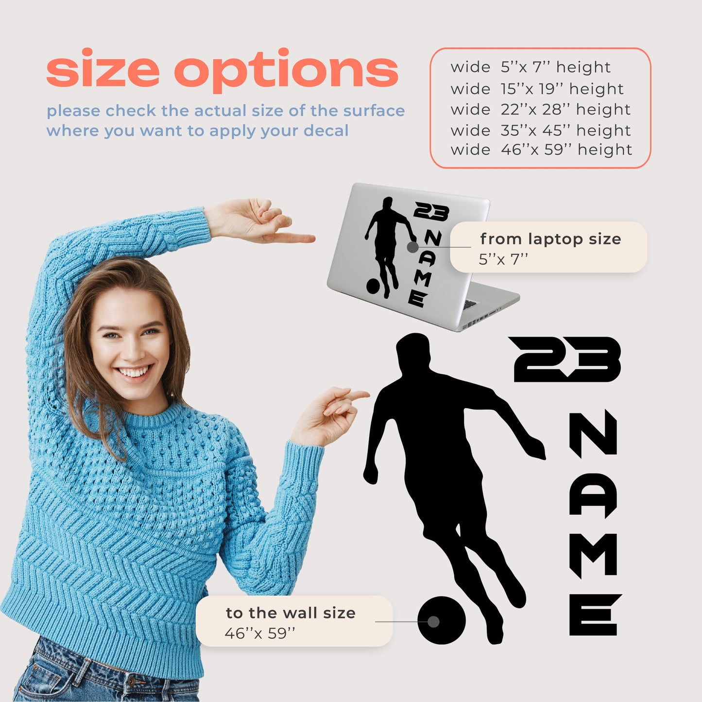 Soccer Wall Decal - Personalized Custom Vinyl Wall Decal Soccer - Large Soccer Player Wall Decal - Soccer Fathead Wall Decals