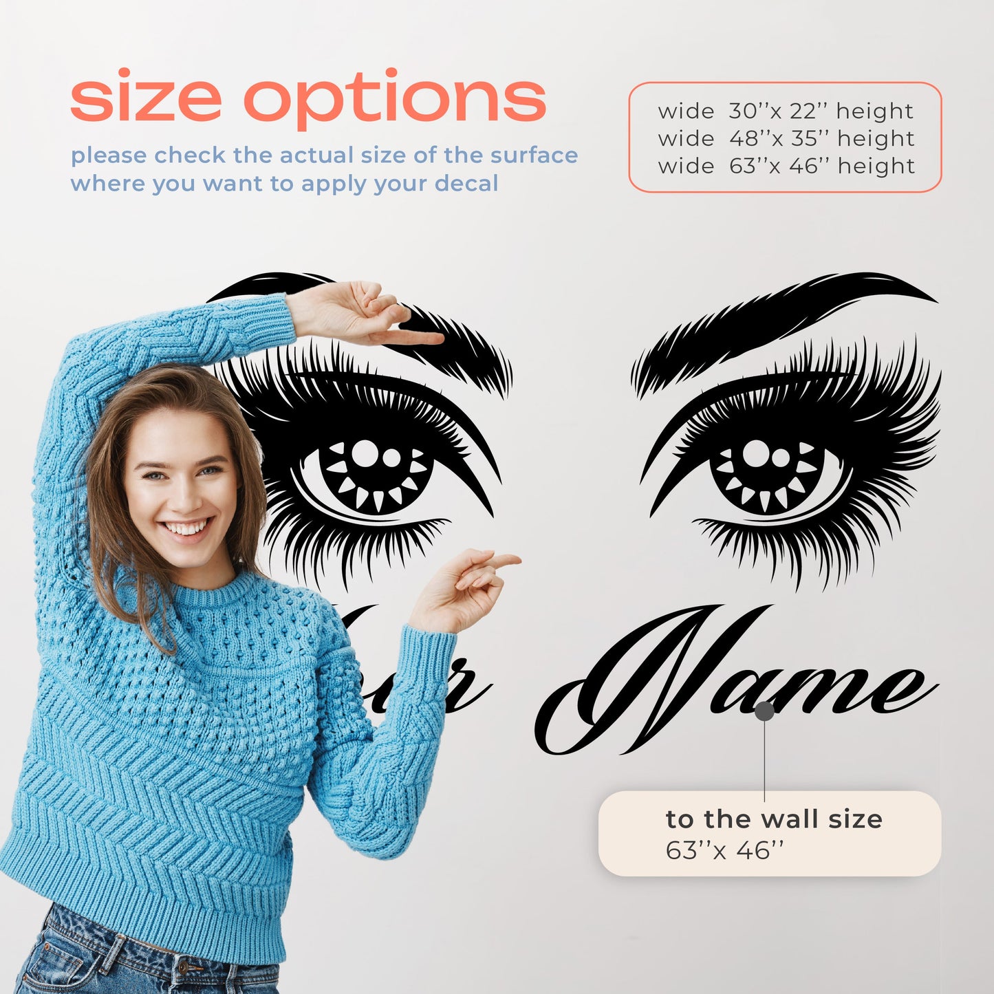 Eyebrow Wall Decal - Eyelash Wall Decal Stickers - Eyelash Wall Decals - Lashes Make Everything Better Wall Decal - Eyelash Eyebrow Wall Sticker