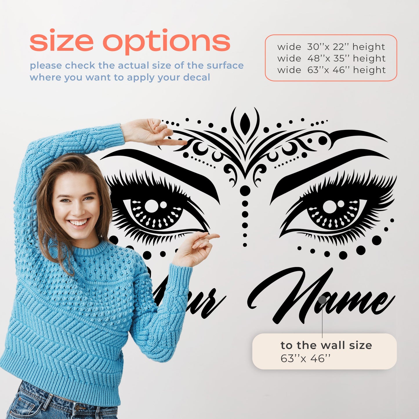 Eyebrow Wall Decal - Eyelash Wall Decal Stickers - Eyelash Wall Decals - Bedroom Wall Decal - Eyelash Eyebrow Wall Sticker - Eyelash Window Decal