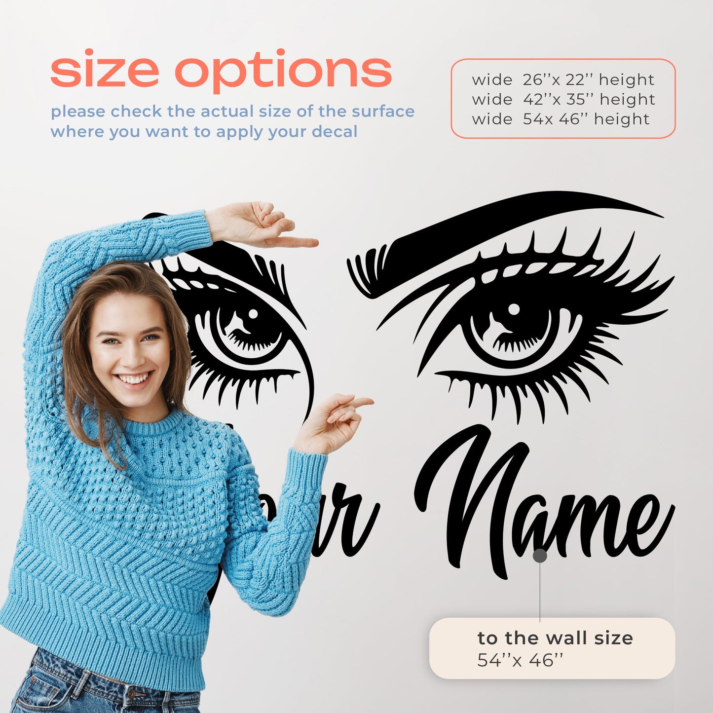 Eyelashes Decals for Walls - Makeup Decals for Walls - Bedroom Wall Decal - Eyelash Eyebrow Wall Sticker - Eyelash Wall Decals - Eyelash Wall Decals Salon