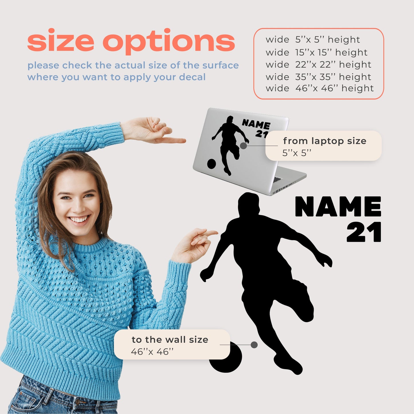 Custom Name Soccer Wall Decal - Soccer Fathead Wall Decals - Custom Soccer Name Wall Decal - Custom Soccer Wall Decal