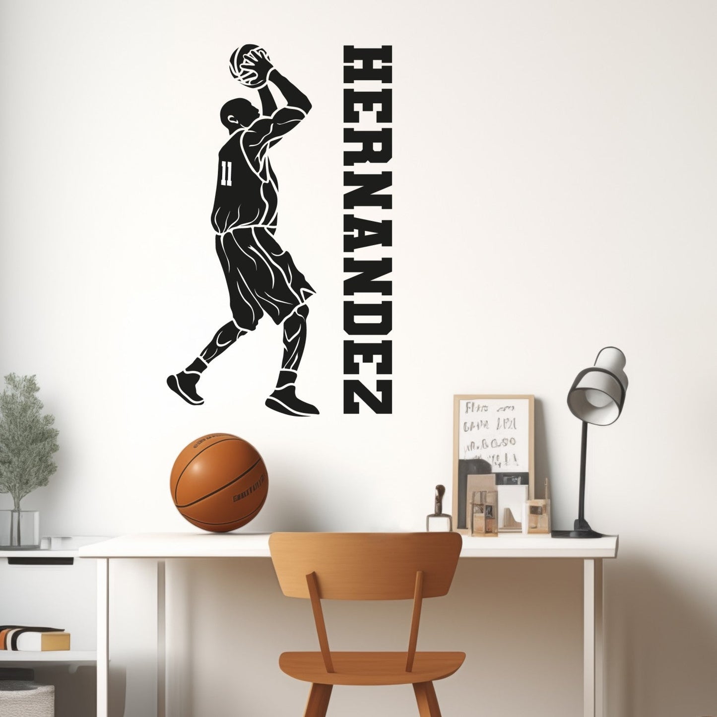 Custom Name Basketball Wall Decal - Personalized Basketball Wall Stickers - Basketball Decor for Boys Room - Basketball Room Stickers