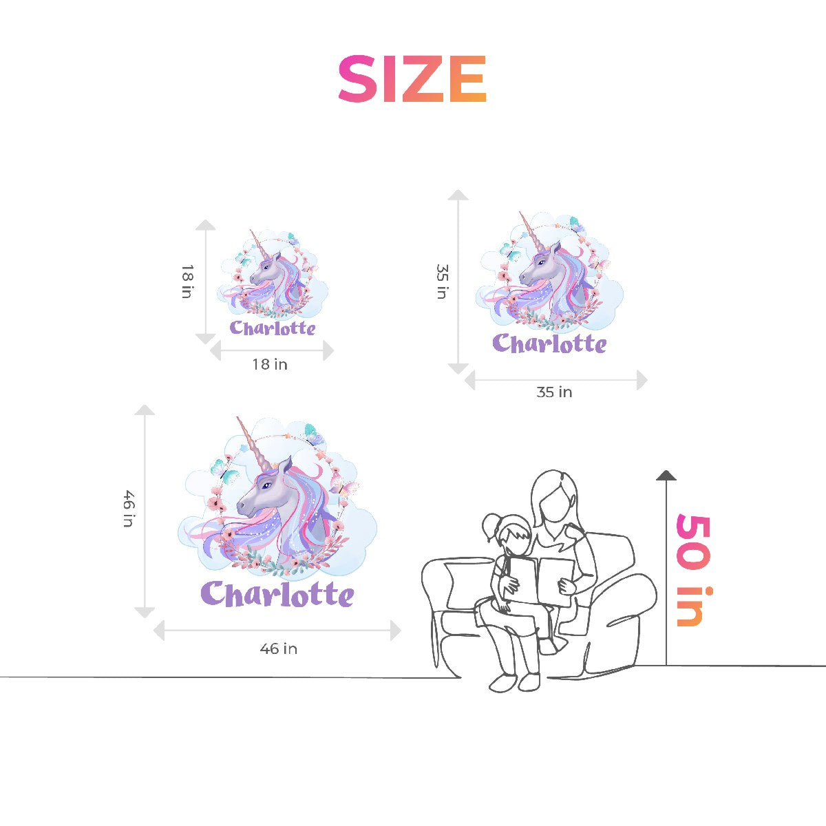 Personalized Unicorn Wall Decals for Girls - Enchanting Room Decor with Custom Name Wall Stickers - Create Magic in Your Kid's Bedroom with Unicorn Wall Art