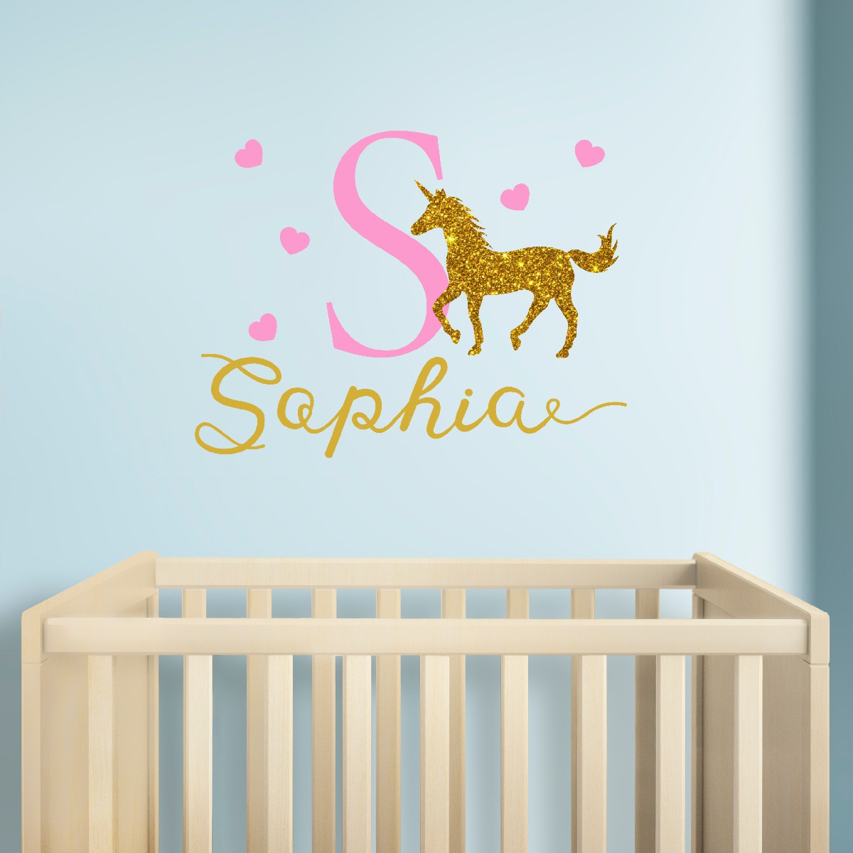 Personalized Unicorn Name Wall Decal - Personalized Vinyl Stickers Featuring Custom Name and Monogram - Unique Unicorn Designs For Girls Room