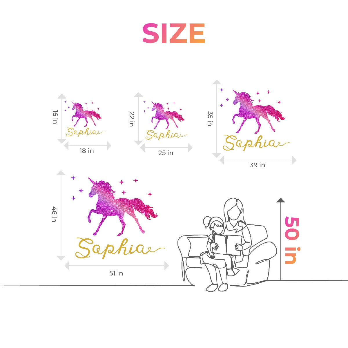 Magical Unicorn Wall Decals - Personalized Name Decals for Girls - Transform Your Girl's Room with Enchanting Unicorn Decor - Whimsical Unicorn Stickers for Bedroom and Nursery