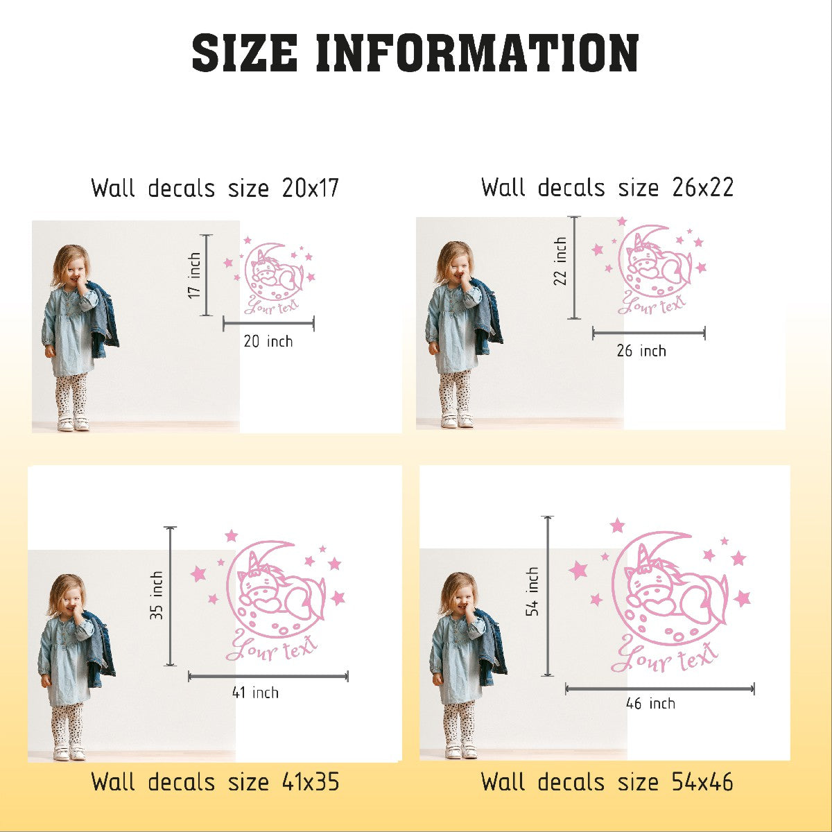 Custom Unicorn Name Wall Decal - Cute Sleeping Unicorn Sticker Wall Decal - Personalized Name Vinyl Unicorn Stickers