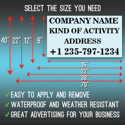Personalized Business Info Text Decal - Сustom stickers for cars- Custom Vinyl Lettering Sticker