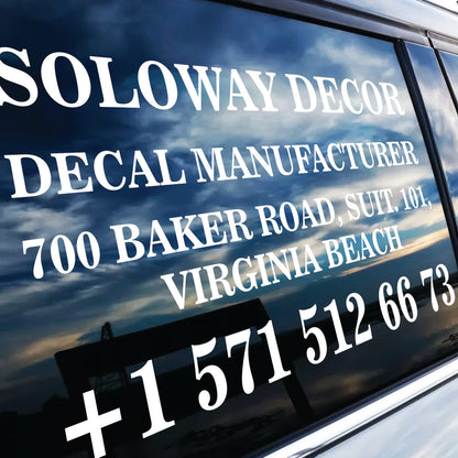 Personalized Business Info Text Decal - Сustom stickers for cars- Custom Vinyl Lettering Sticker