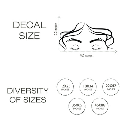Hair and Eyes Vinyl Wall Decal - Attractive design for spa, beauty salon, spa, makeup studio - Great for girls room