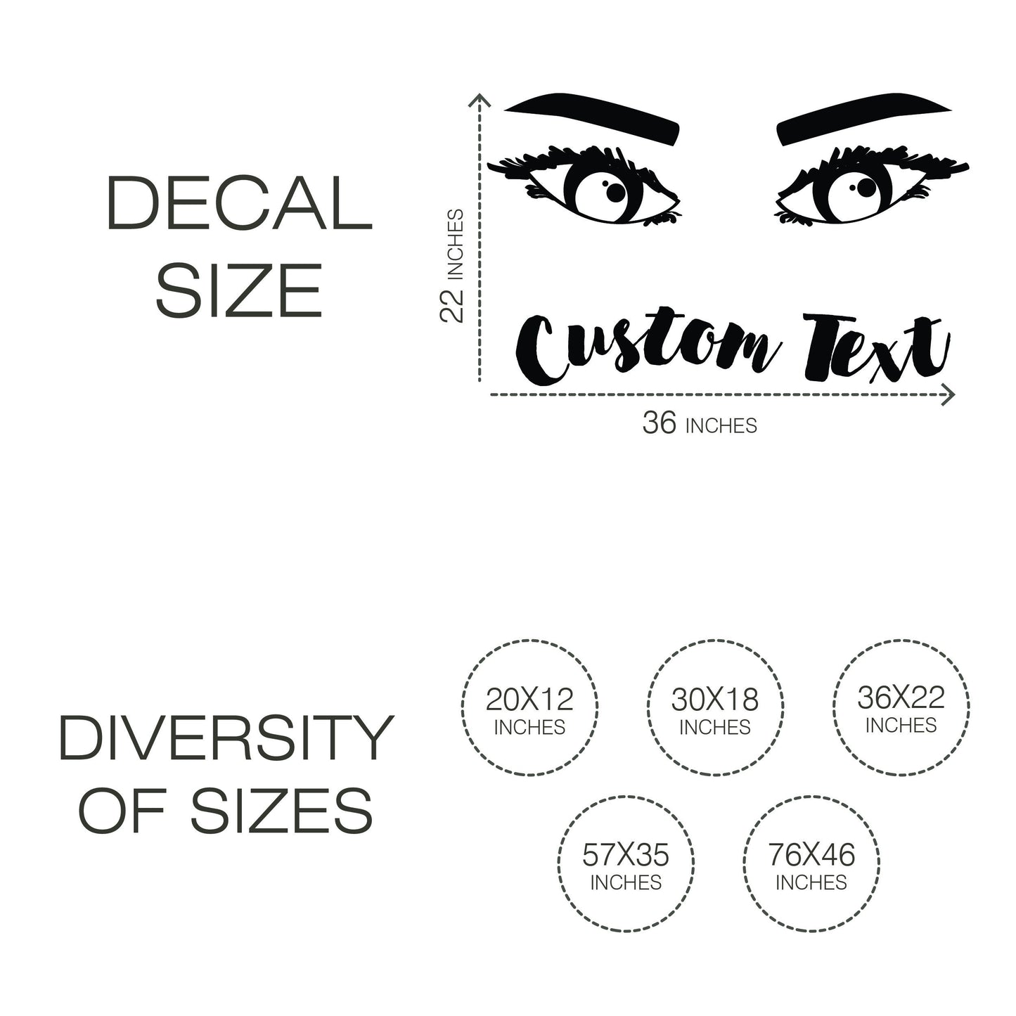 Fashion Eyes Decal with Personalized Text