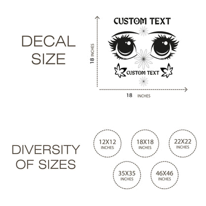 Anime eyes decal with flowers and custom text