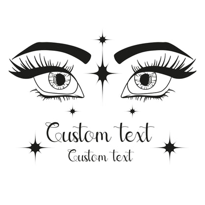 Arabic Style Eyes with Stars and Custom Text - Vinyl Wall Decal