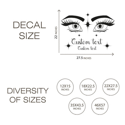 Arabic Style Eyes with Stars and Custom Text - Vinyl Wall Decal