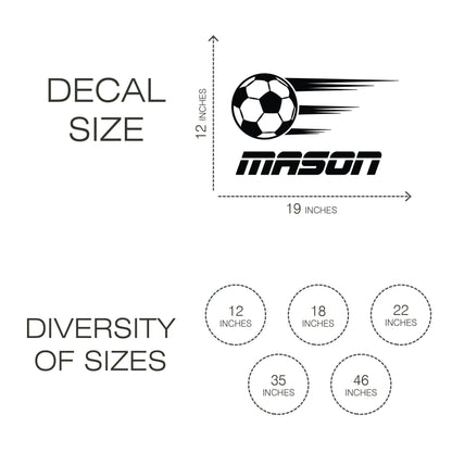 Personalized Soccer Wall Decal - Soccer Ball Sticker For Your Room - Choose Your Name on the Decal - Sticker for Kids and Teens Bedroom