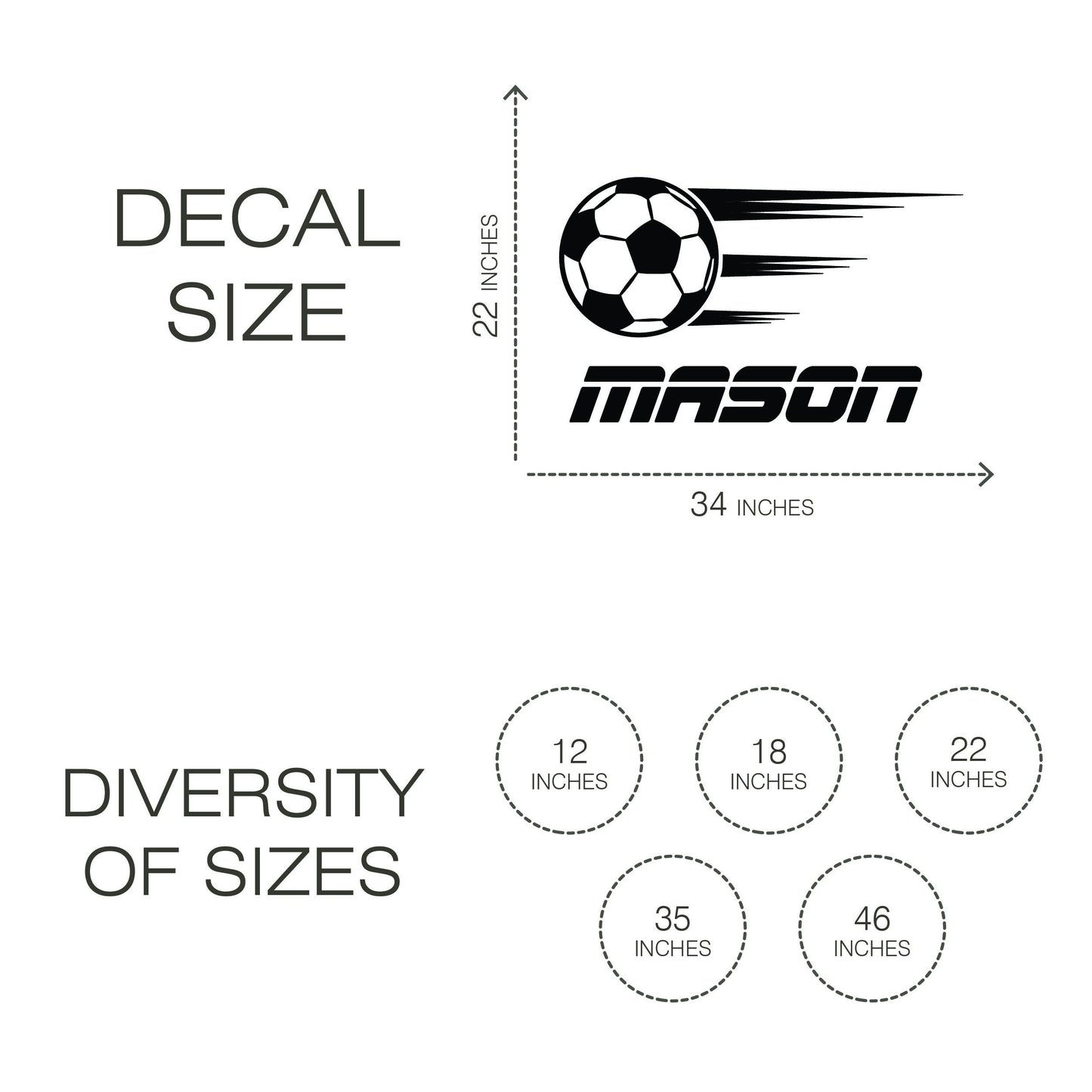 Personalized Soccer Wall Decal - Soccer Ball Sticker For Your Room - Choose Your Name on the Decal - Sticker for Kids and Teens Bedroom