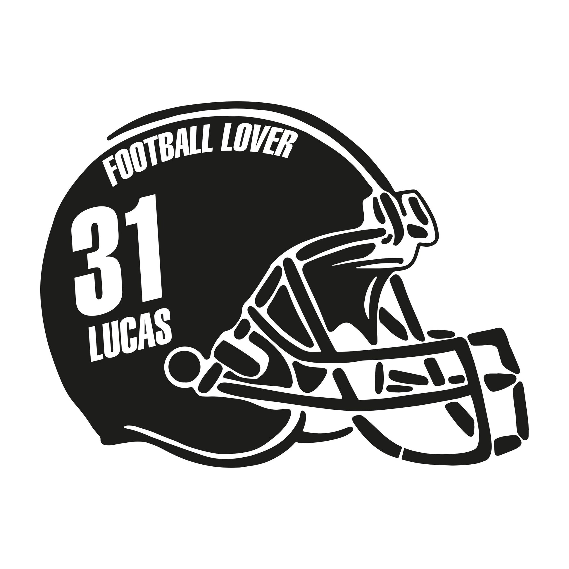 custom football helmet numbers Decal for Wall - Football Helmet with Your Name and Number