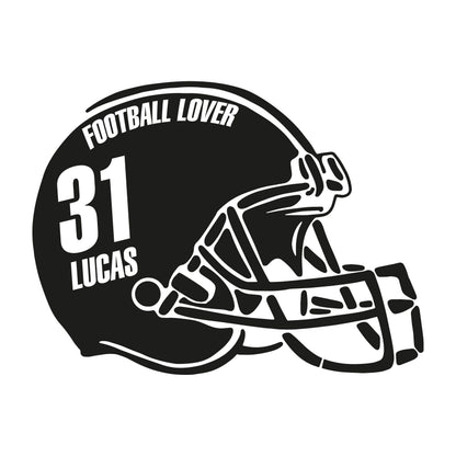 Decal for Wall - Football Helmet with Your Name and Number