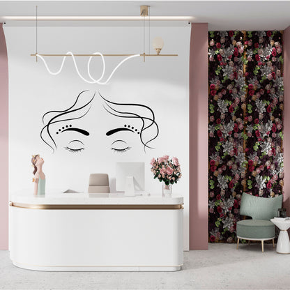 Hair and Eyes Vinyl Wall Decal - Attractive design for spa, beauty salon, spa, makeup studio - Great for girls room