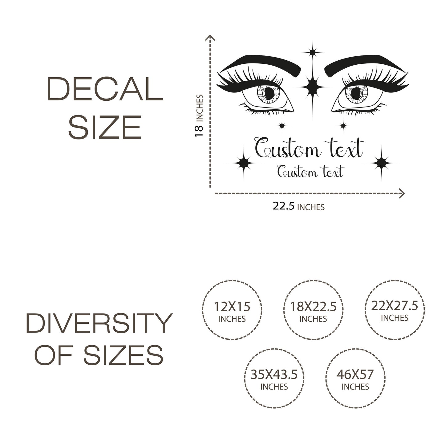 Arabic Style Eyes with Stars and Custom Text - Vinyl Wall Decal