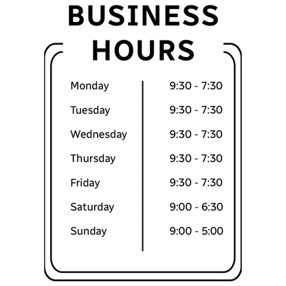 Custom Restaurant Business Hours - Storefront Decal