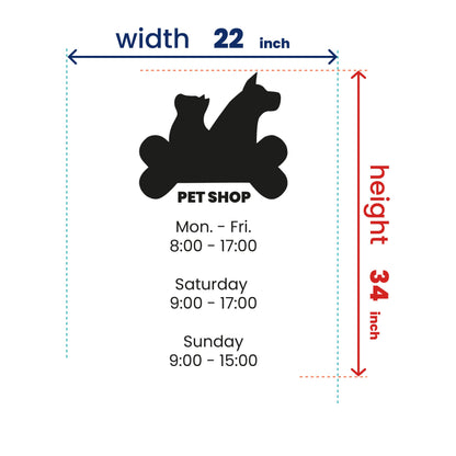 Shop Hours Vinyl Sticker - Pet Shop Window Opening Hours Decal - Pet Shop Store Signs - Storefront Decal with Hours of Pet Shop