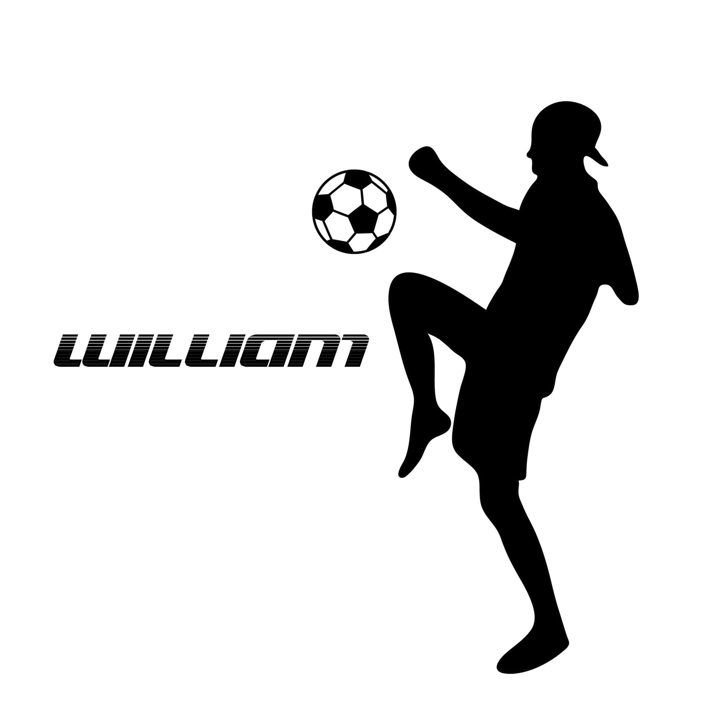 Soccer Player With Ball - Personalized Sport Wall Sticker for Teenagers Bedroom - Customized Kids Name Decal