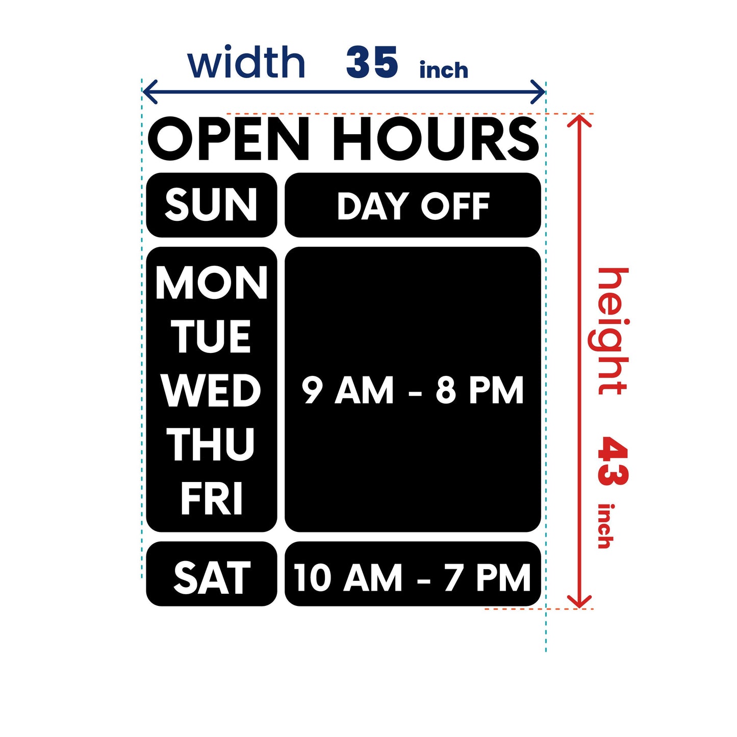 Store Opening Hours Personalised Vinyl Sticker, Door Sign
