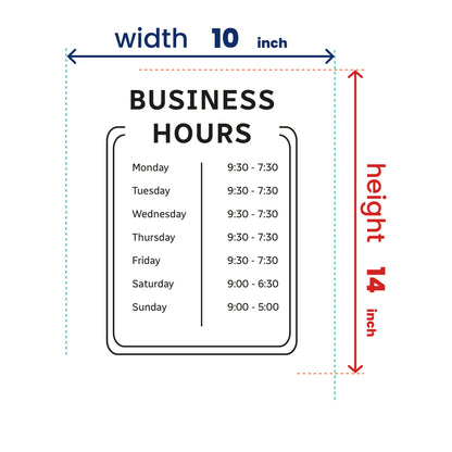 Custom Restaurant Business Hours - Storefront Decal
