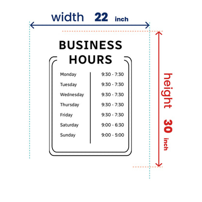 Custom Restaurant Business Hours - Storefront Decal