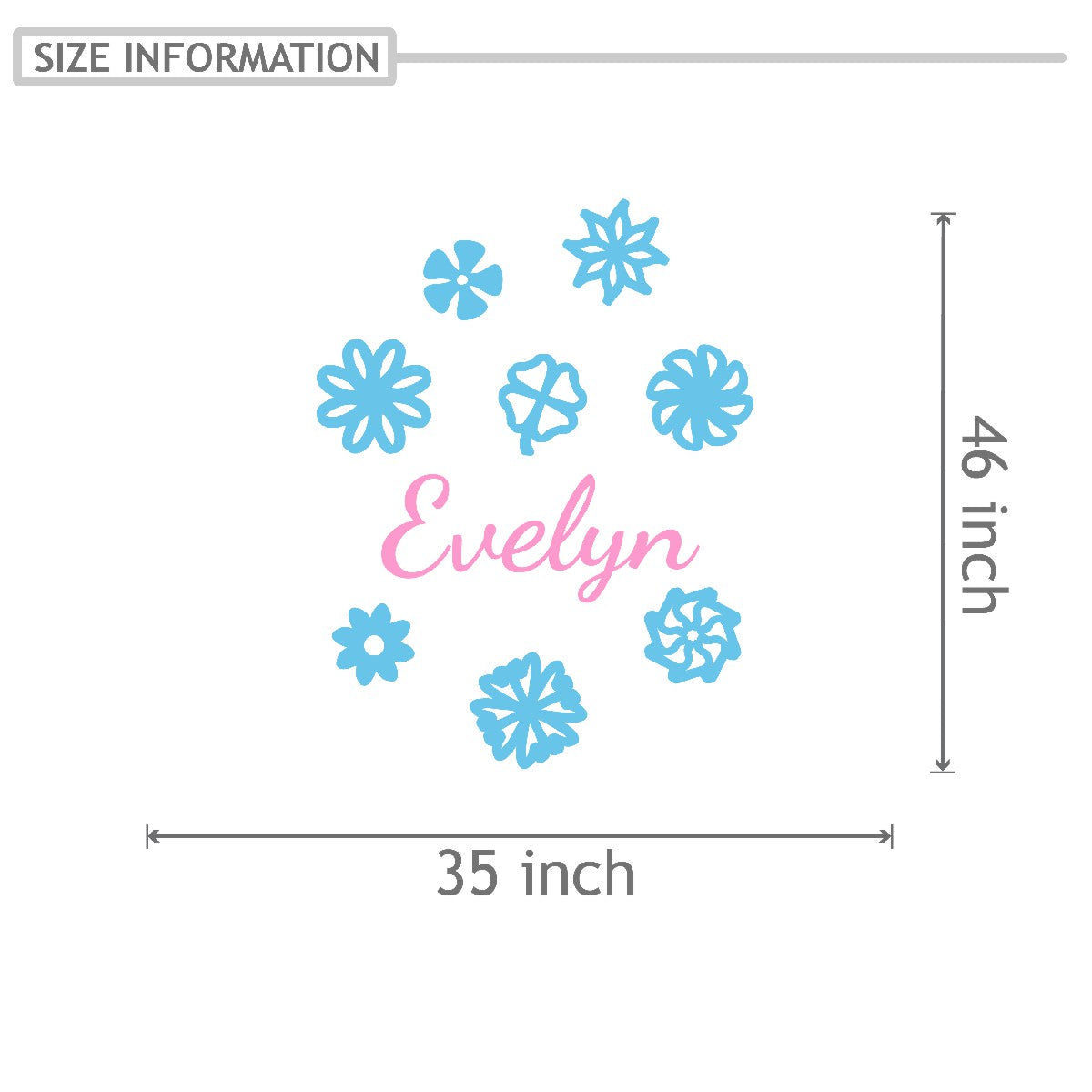 Personalized Name Stickers with Flowers - Easily-Applied Custom Name Stickers for Kids Bedroom Laptop Furniture - Floral Name Wall Decals for Girls and Boys