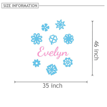 Personalized Name Stickers with Flowers - Easily-Applied Custom Name Stickers for Kids Bedroom Laptop Furniture - Floral Name Wall Decals for Girls and Boys