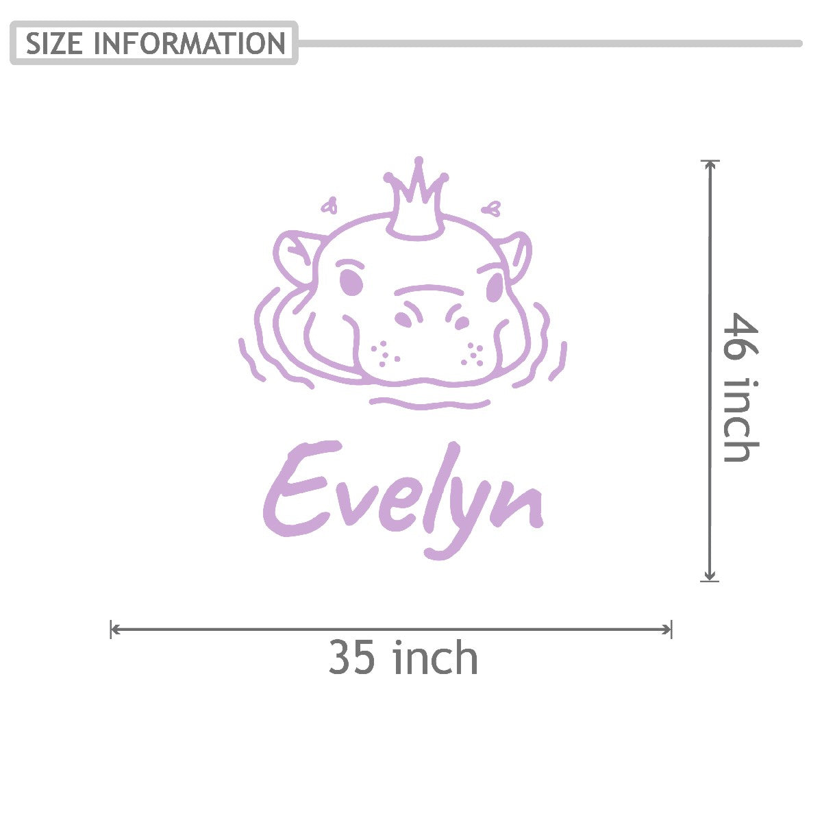 Personalized Name Stickers with Cartoon Hippo in Crown - Fade-Resistant Custom Name Stickers for Kids Bedroom - Lovely Name Decals for Walls Doors Laptops