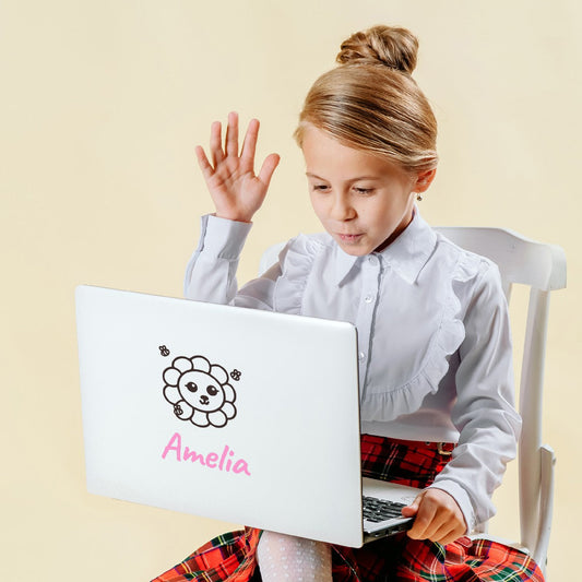 Personalized Name Stickers with Lovely Flower and Bees - Fade-Resistant Custom Name Stickers for Furniture and Laptops - Stunning Name Wall Decals for Girls and Boys