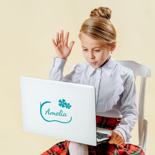 Personalized Name Stickers with Flowers - Easily-Applied Custom Name Stickers for Kids Bedroom Laptop Furniture - Durable Name Wall Decals for Girls and Boys