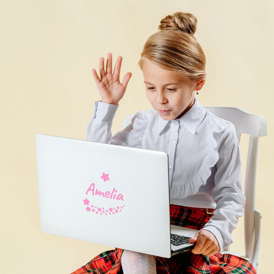 Personalized Name Stickers with Stars - Durable Name Decals for Walls Doors Furniture Laptops - Removable Name Wall Decals for Girls and Boys - Cute Name Decal