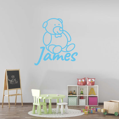 Personalized Name Stickers with Cute Teddy Bear - Durable Custom Name Stickers for Kids Bedroom Laptop Furniture - Lovely Name Wall Decals for Girls and Boys