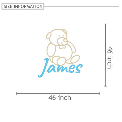 Personalized Name Stickers with Cute Teddy Bear - Durable Custom Name Stickers for Kids Bedroom Laptop Furniture - Lovely Name Wall Decals for Girls and Boys