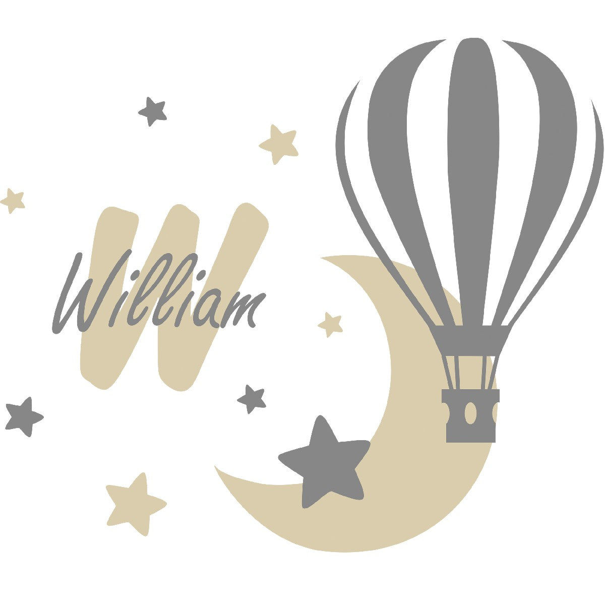 Personalized Name Stickers with hot Air Balloon Stars Moon - Easily-Applied Custom Name Stickers for Kids Bedroom - Cute Name Decals for Walls Furniture Laptop