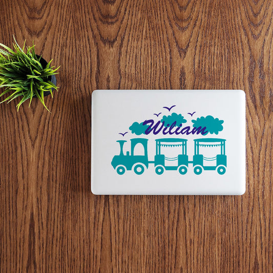 Personalized Name Stickers with Train Birds Clouds - Reliable Custom Name Stickers for Kids Bedroom - Easily-Applied Name Decals for Walls Doors Laptops