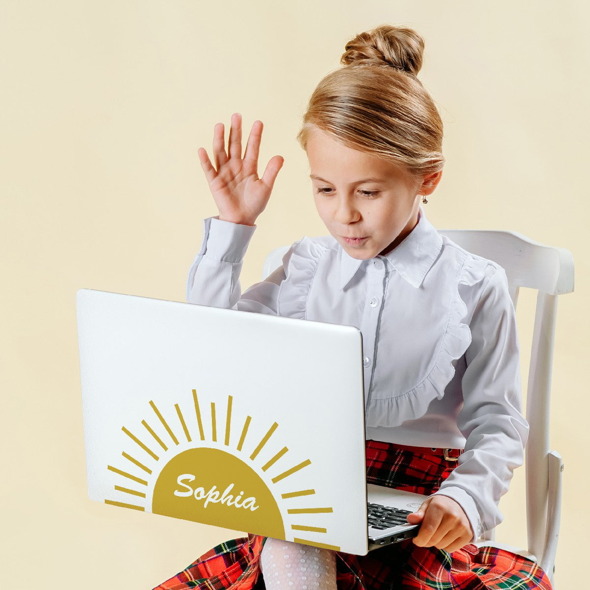 Personalized Name Stickers with Sun and Rays - Fade-Resistant Custom Name Stickers for Furniture Walls Laptops - Stunning Name Wall Decals for Girls and Boys