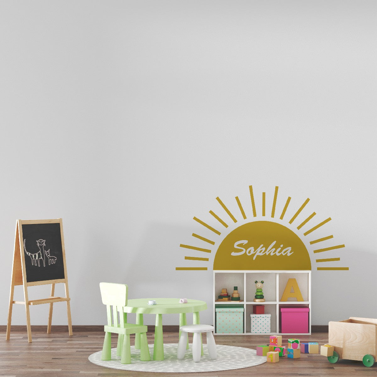 Personalized Name Stickers with Sun and Rays - Fade-Resistant Custom Name Stickers for Furniture Walls Laptops - Stunning Name Wall Decals for Girls and Boys