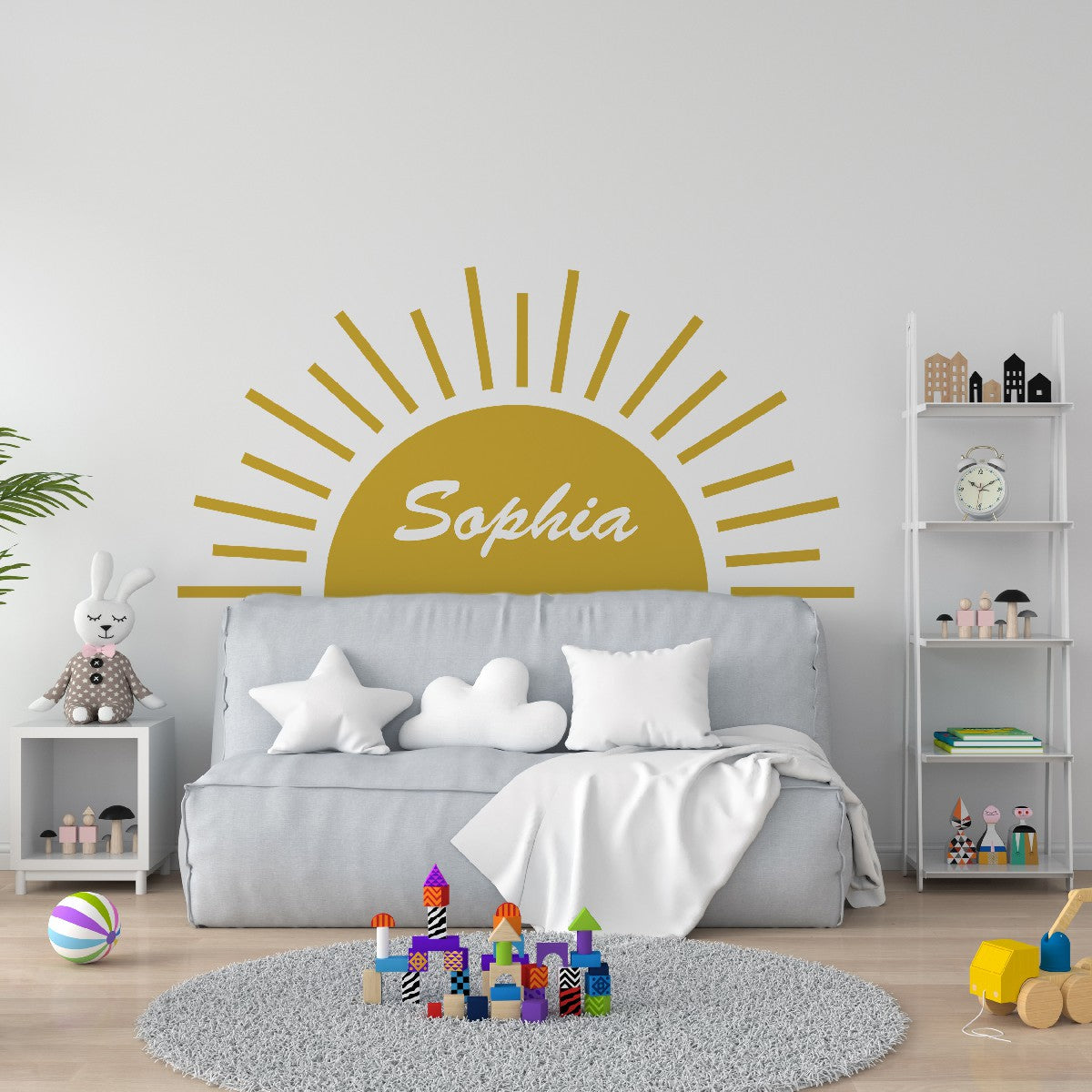 Personalized Name Stickers with Sun and Rays - Fade-Resistant Custom Name Stickers for Furniture Walls Laptops - Stunning Name Wall Decals for Girls and Boys