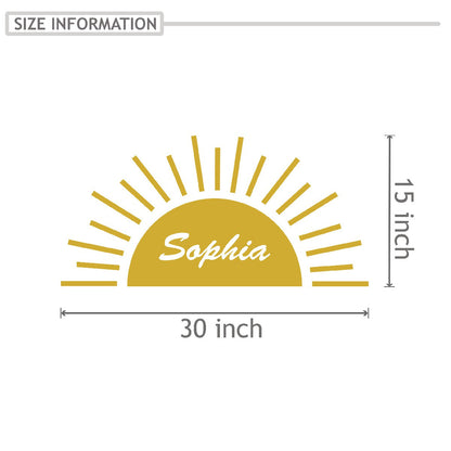 Personalized Name Stickers with Sun and Rays - Fade-Resistant Custom Name Stickers for Furniture Walls Laptops - Stunning Name Wall Decals for Girls and Boys